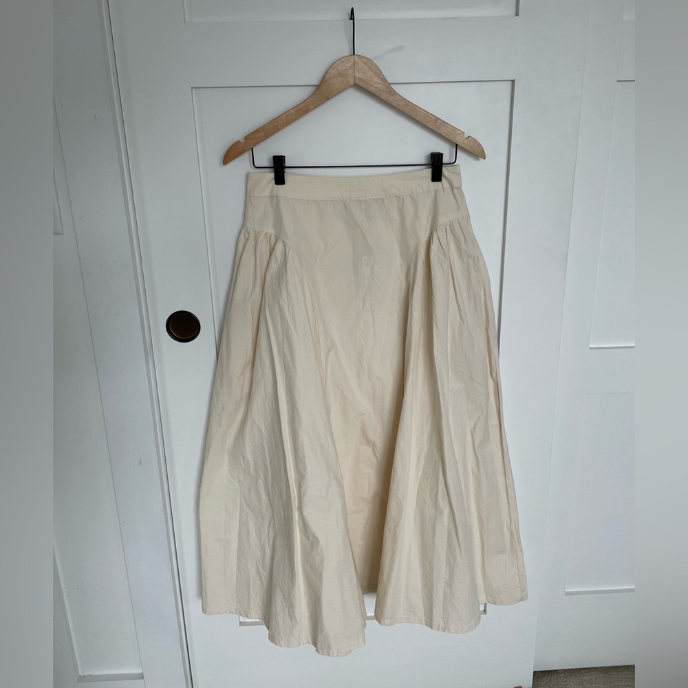 Free People Cream A-Line Midi Skirt